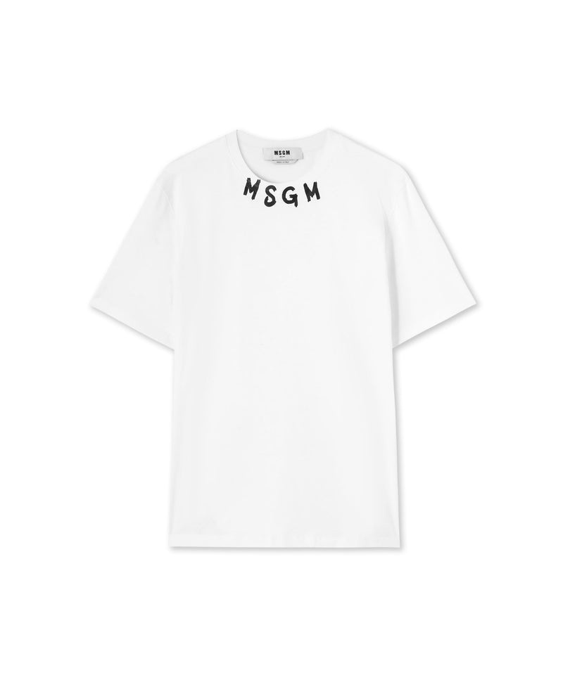 White MSGM Brushstroke Logo | USA_MSGM55763