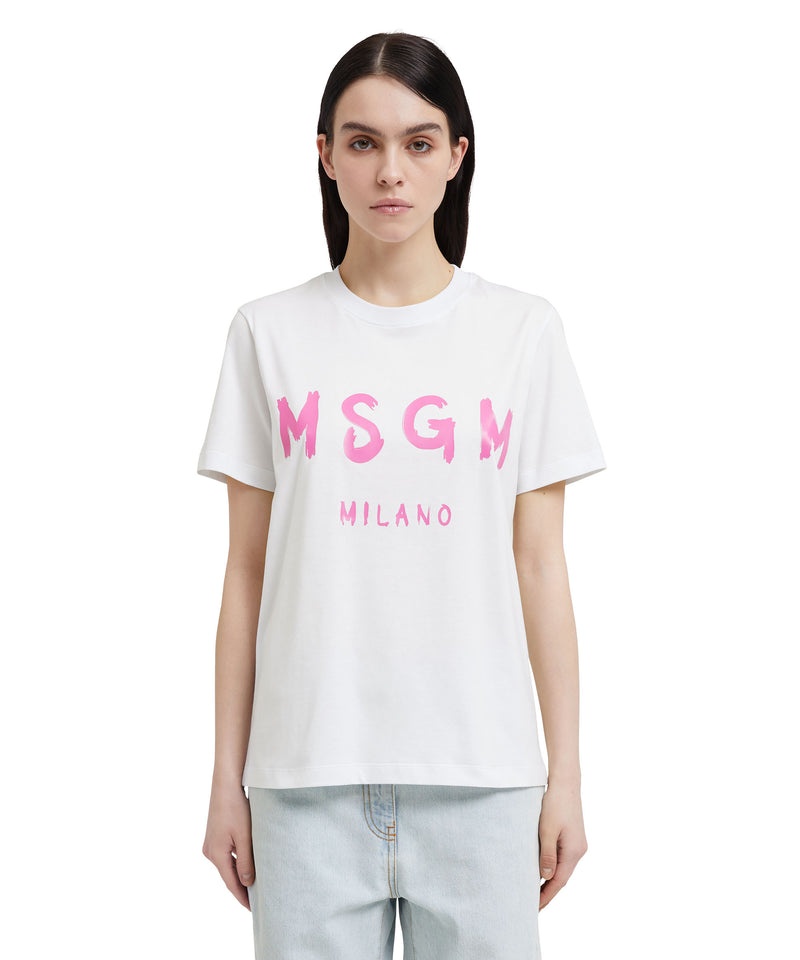 White MSGM Brushstroke Logo | USA_MSGM85336