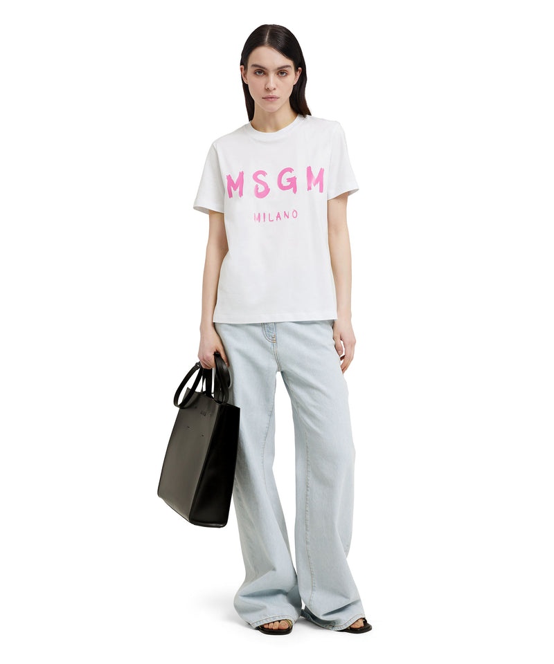 White MSGM Brushstroke Logo | USA_MSGM85336