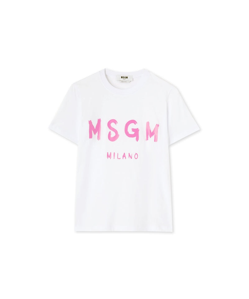 White MSGM Brushstroke Logo | USA_MSGM85336