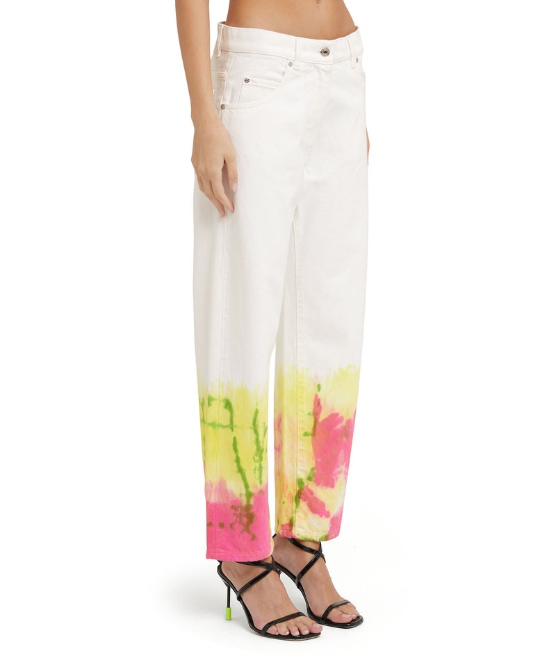 White MSGM Bull Cotton Pants With Tie-dye Treatment | USA_MSGM21808