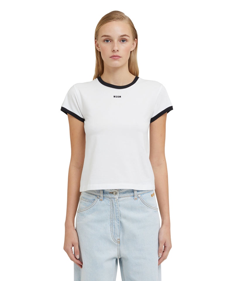 White MSGM Contrasting Edges And Logo | USA_MSGM92875