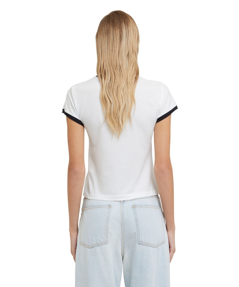 White MSGM Contrasting Edges And Logo | USA_MSGM92875