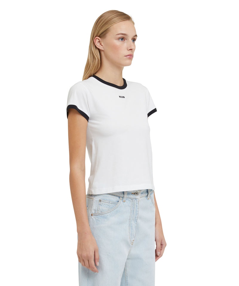 White MSGM Contrasting Edges And Logo | USA_MSGM92875