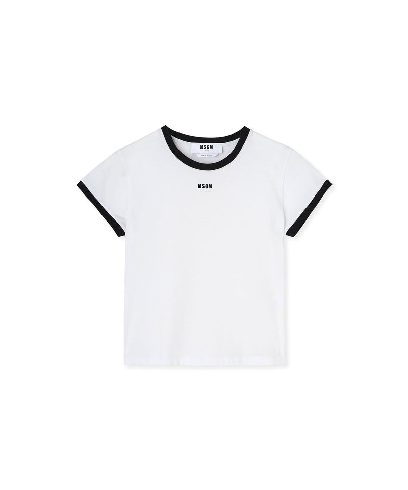 White MSGM Contrasting Edges And Logo | USA_MSGM92875