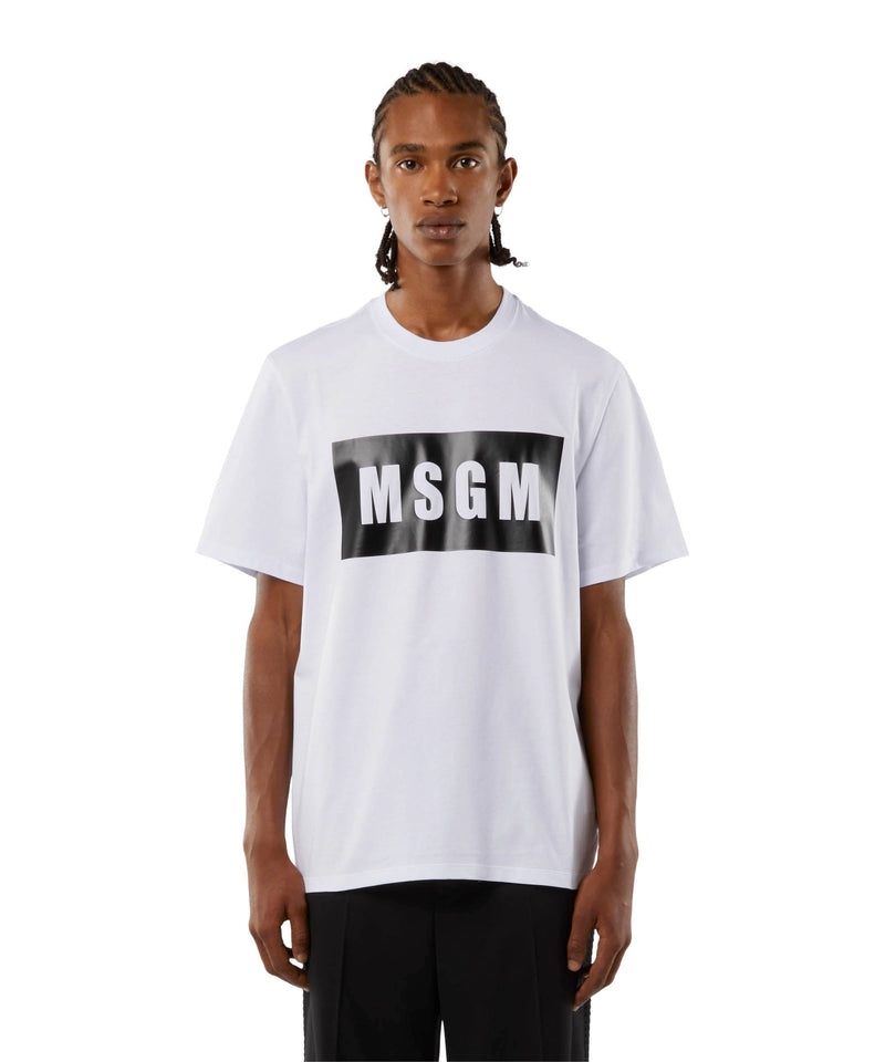 White MSGM Cotton Box Logo | USA_MSGM58532