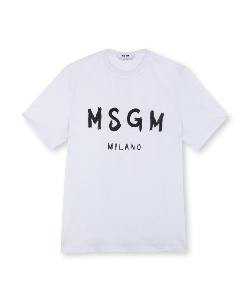 White MSGM Cotton Brushed Logo | USA_MSGM48234