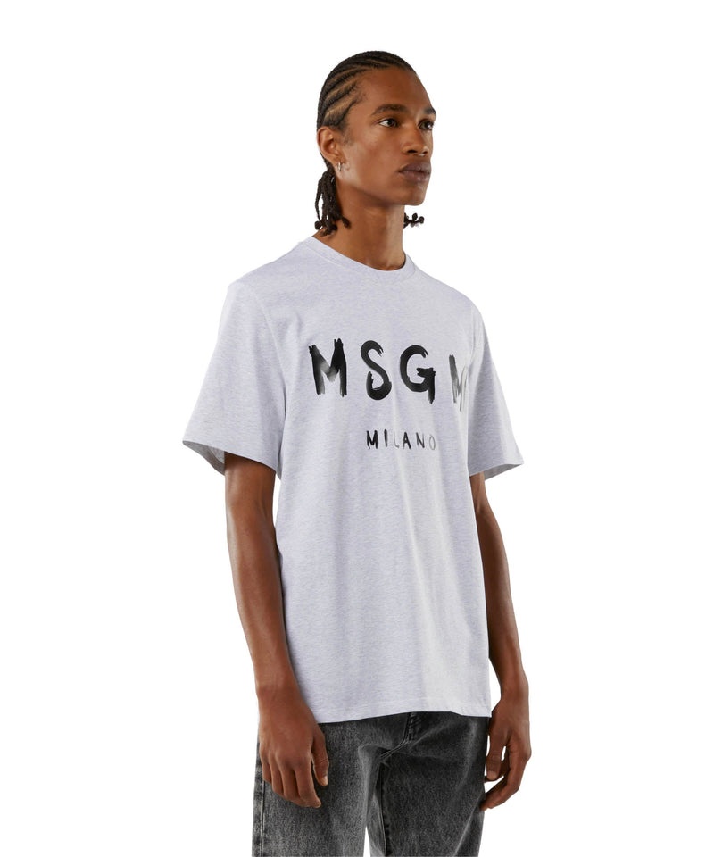 White MSGM Cotton Brushed Logo | USA_MSGM95764