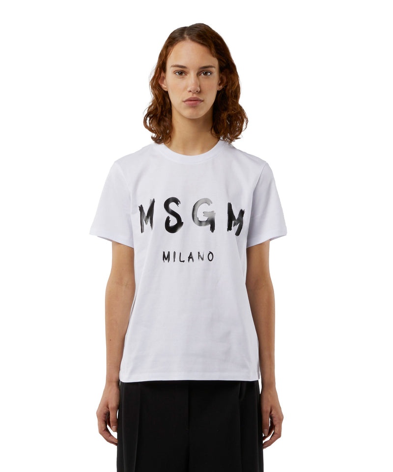 White MSGM Cotton In Solid Colour With Logo | USA_MSGM33052