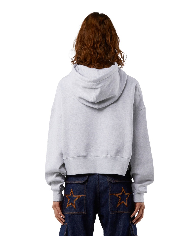 White MSGM Cotton Sweatshirt With Hood And Micro Logo | USA_MSGM10100