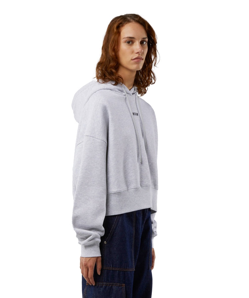 White MSGM Cotton Sweatshirt With Hood And Micro Logo | USA_MSGM10100