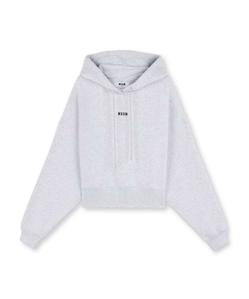 White MSGM Cotton Sweatshirt With Hood And Micro Logo | USA_MSGM10100