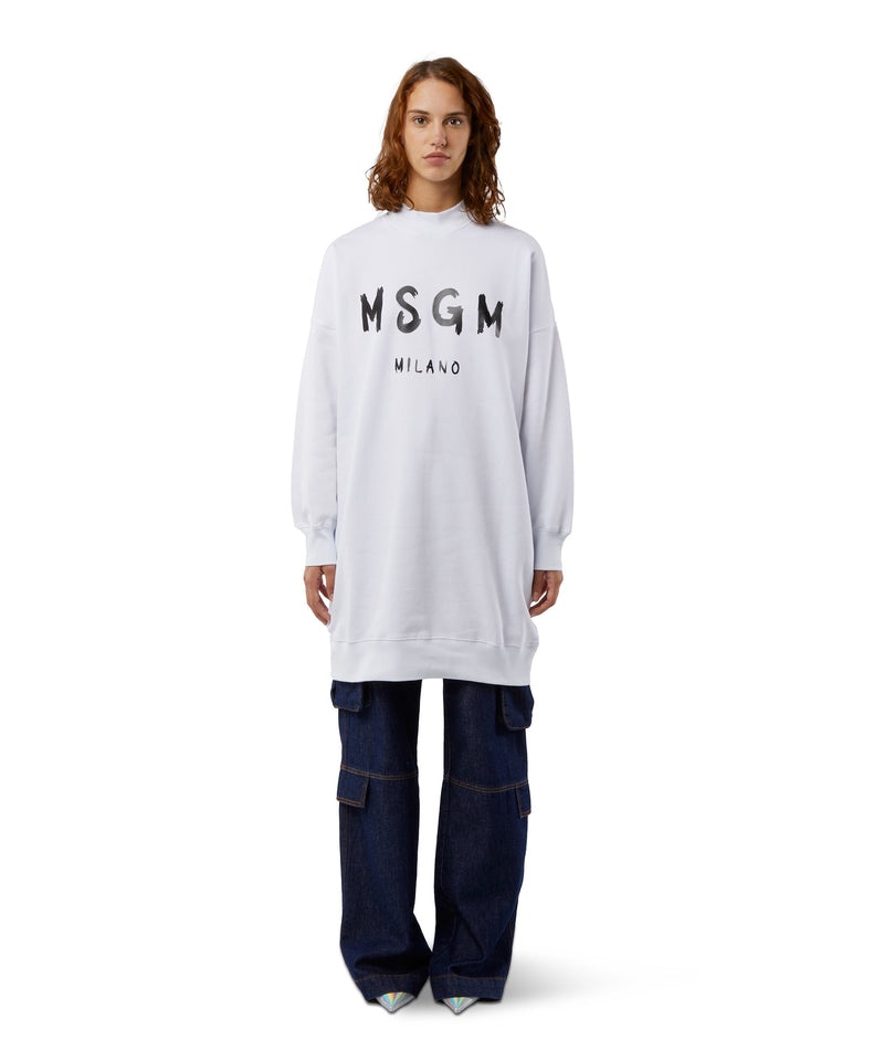 White MSGM Cotton With Brushed Logo | USA_MSGM51058