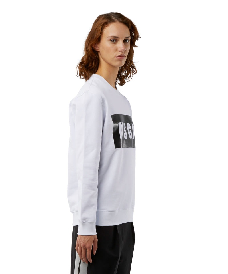 White MSGM Crew Neck Cotton Sweatshirt In A Solid Colour | USA_MSGM60138