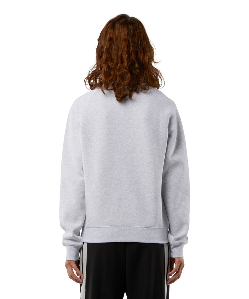 White MSGM Crew Neck Cotton Sweatshirt With A Brushed Logo | USA_MSGM94854