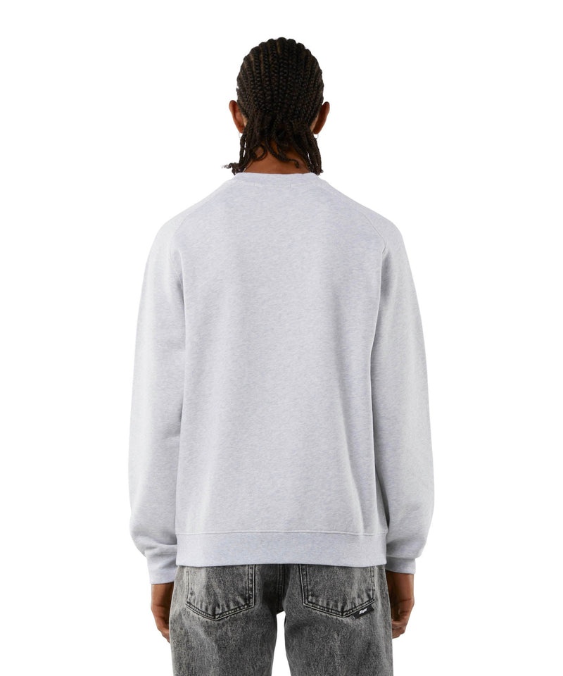 White MSGM Crew Neck Cotton Sweatshirt With A Micro Logo | USA_MSGM91074