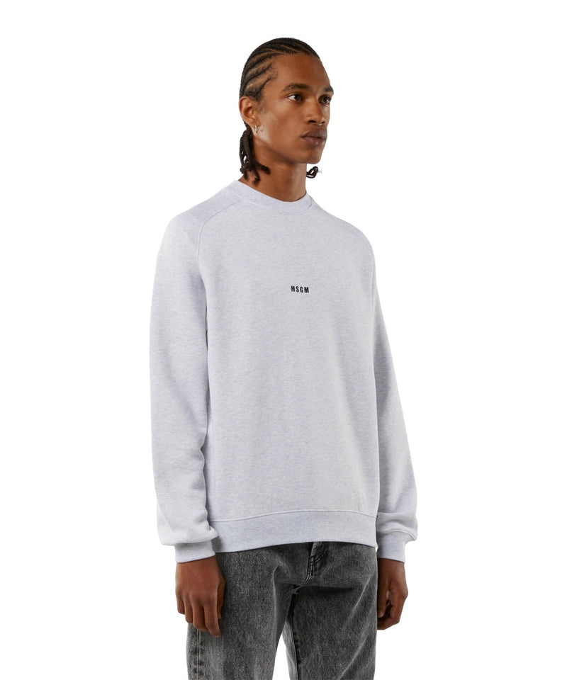 White MSGM Crew Neck Cotton Sweatshirt With A Micro Logo | USA_MSGM91074