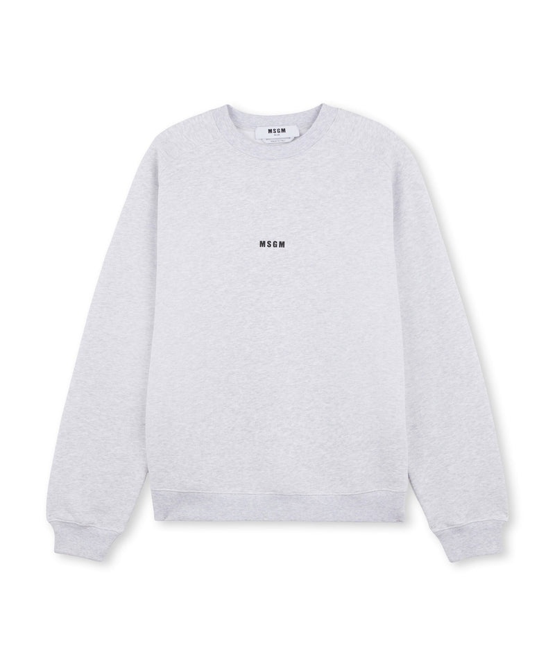 White MSGM Crew Neck Cotton Sweatshirt With A Micro Logo | USA_MSGM91074