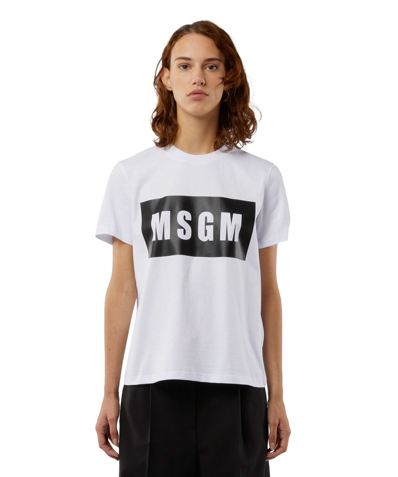 White MSGM Crew Neck Msgm Box Logo | USA_MSGM87290