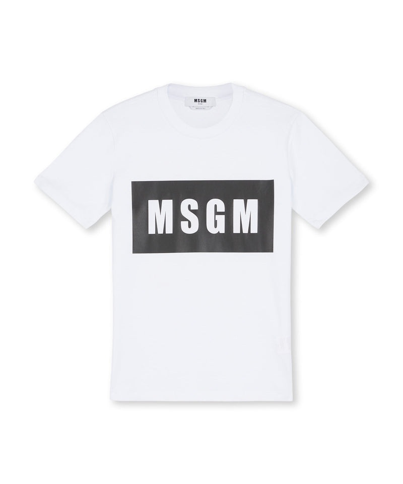 White MSGM Crew Neck Msgm Box Logo | USA_MSGM87290