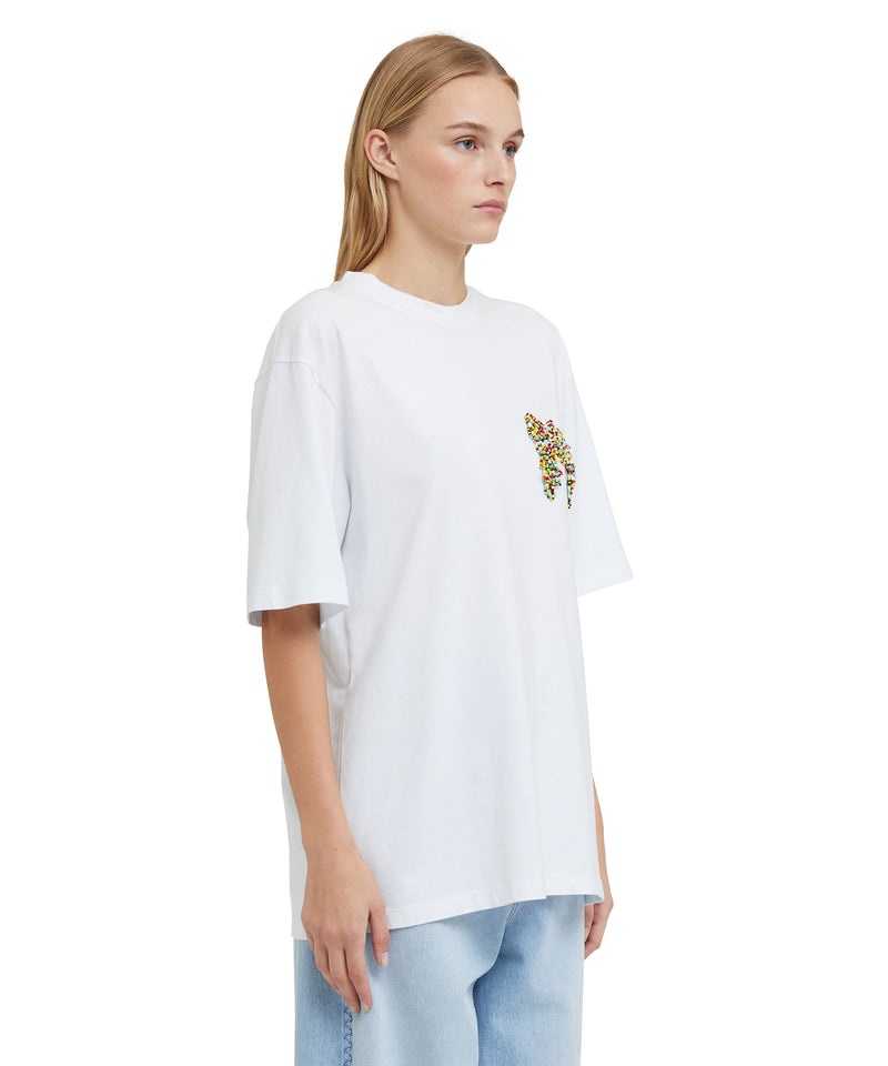 White MSGM Embroidered Beaded Logo | USA_MSGM45763