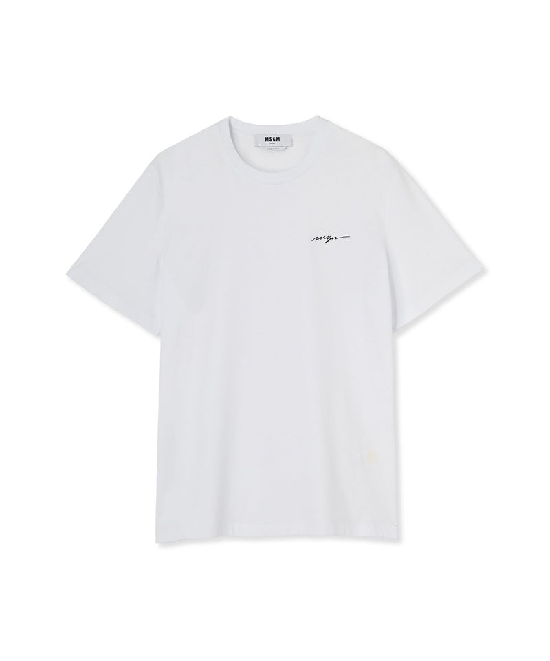 White MSGM Embroidered Cursive Logo | USA_MSGM40920