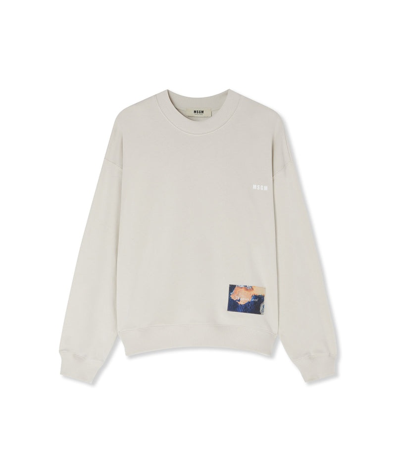 White MSGM Fantastic Green Inverse Series Organic Cotton Sweatshirt | USA_MSGM73596