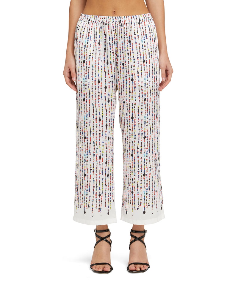 White MSGM Fluid Fabric Pants With Beaded Print | USA_MSGM99840