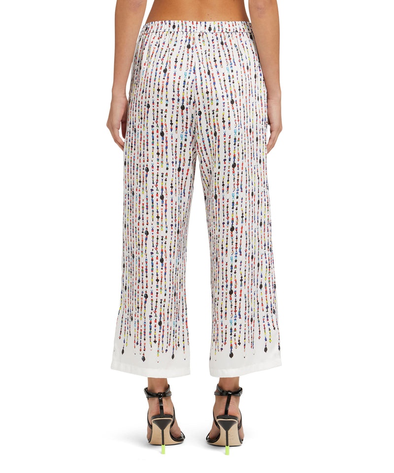 White MSGM Fluid Fabric Pants With Beaded Print | USA_MSGM99840