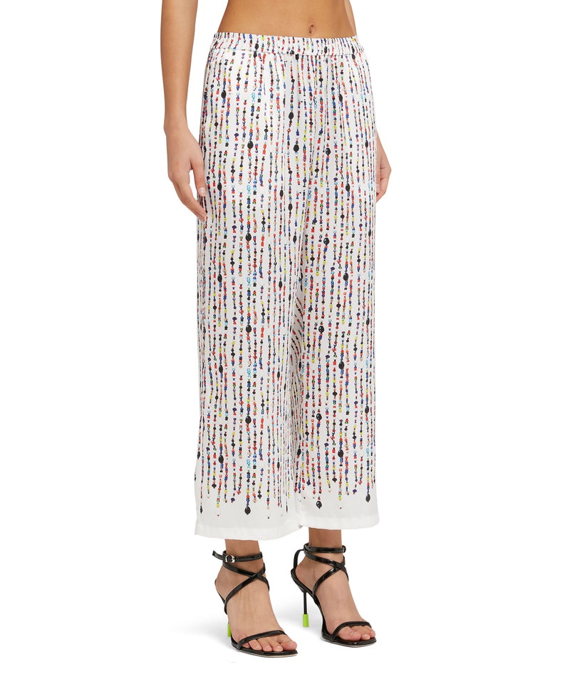 White MSGM Fluid Fabric Pants With Beaded Print | USA_MSGM99840