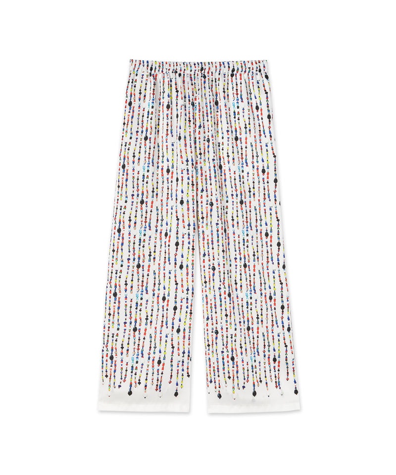 White MSGM Fluid Fabric Pants With Beaded Print | USA_MSGM99840