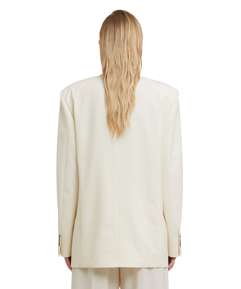 White MSGM Fresh Wool Double-breasted Jacket | USA_MSGM75946