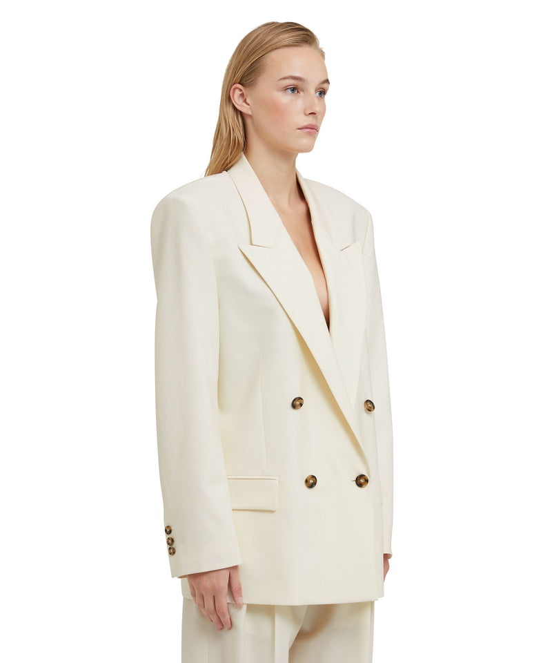 White MSGM Fresh Wool Double-breasted Jacket | USA_MSGM75946