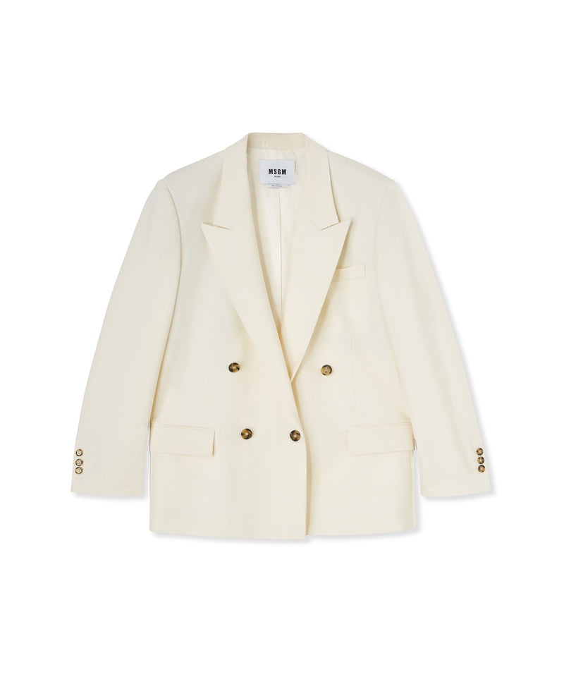 White MSGM Fresh Wool Double-breasted Jacket | USA_MSGM75946