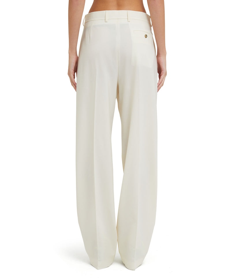 White MSGM Fresh Wool Pleated Pants | USA_MSGM96478