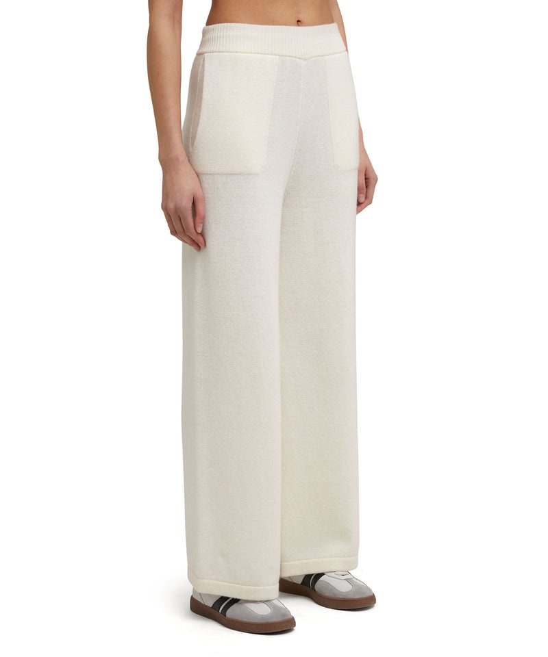 White MSGM High-waisted Trousers Msgm Signature Cashmere Blend | USA_MSGM63303