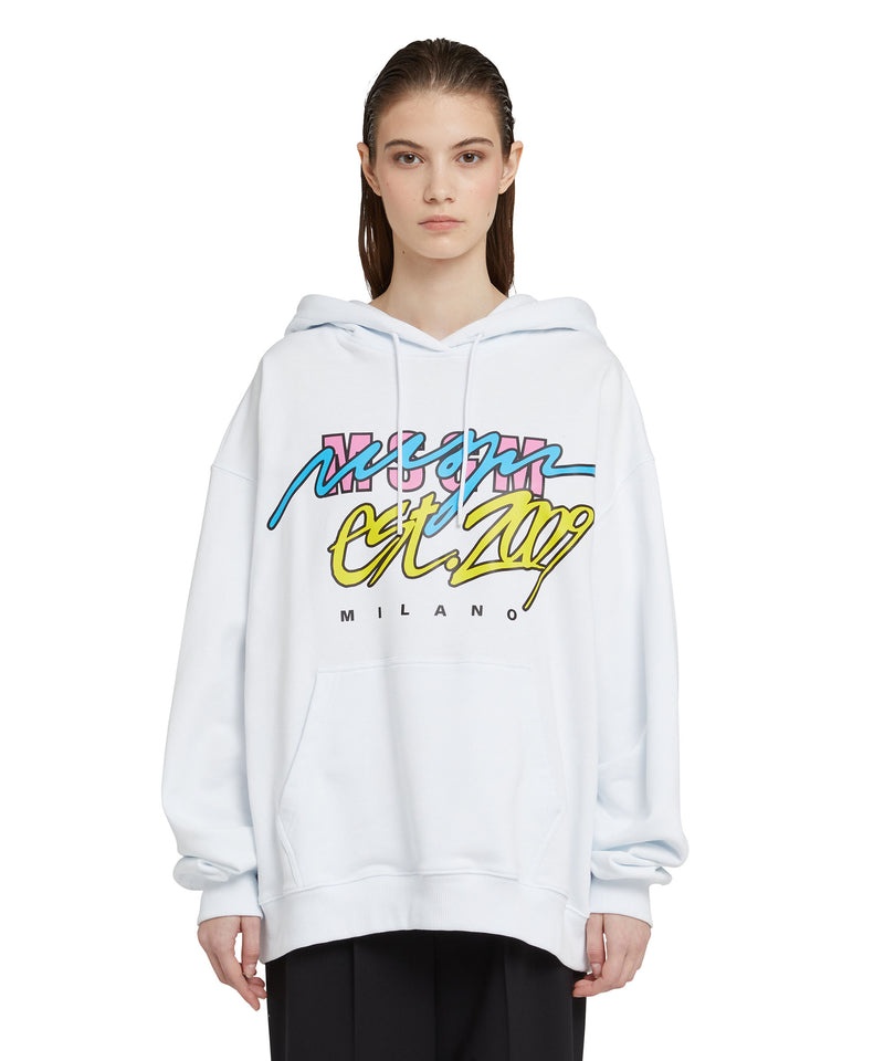 White MSGM Hooded Sweatshirt With Street Style Graphic | USA_MSGM18445