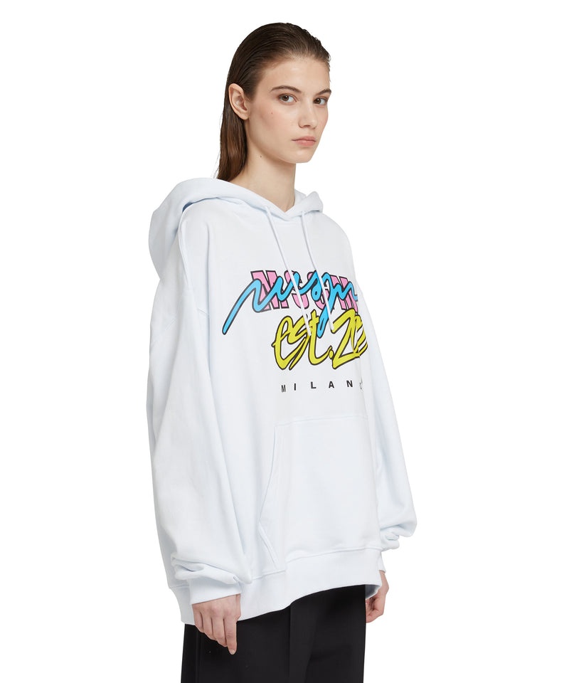 White MSGM Hooded Sweatshirt With Street Style Graphic | USA_MSGM18445