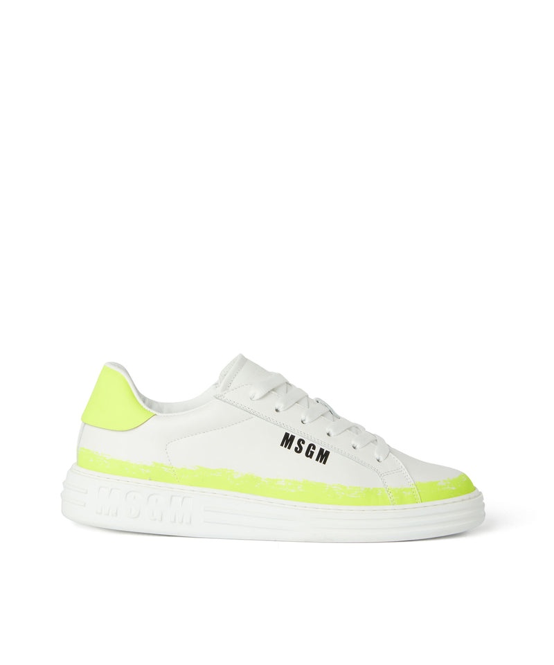 White MSGM Iconic Sneakers With Brushed Effect Print | USA_MSGM25587