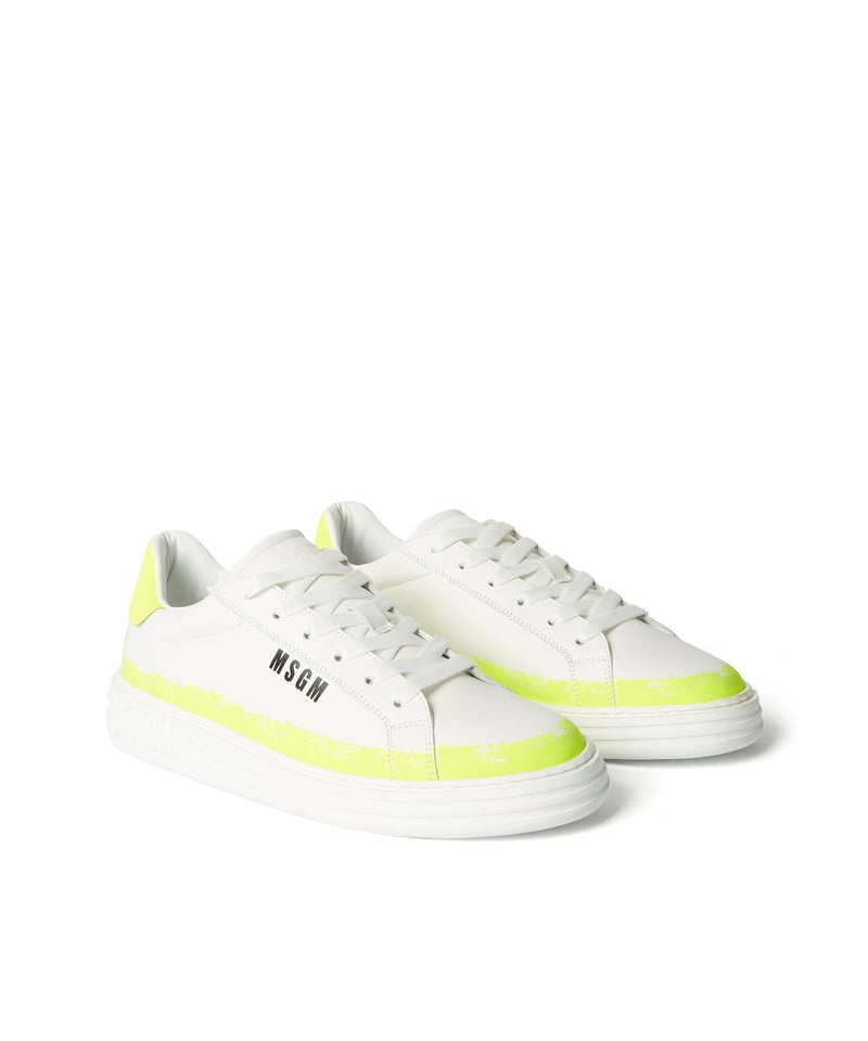 White MSGM Iconic Sneakers With Brushed Effect Print | USA_MSGM25587