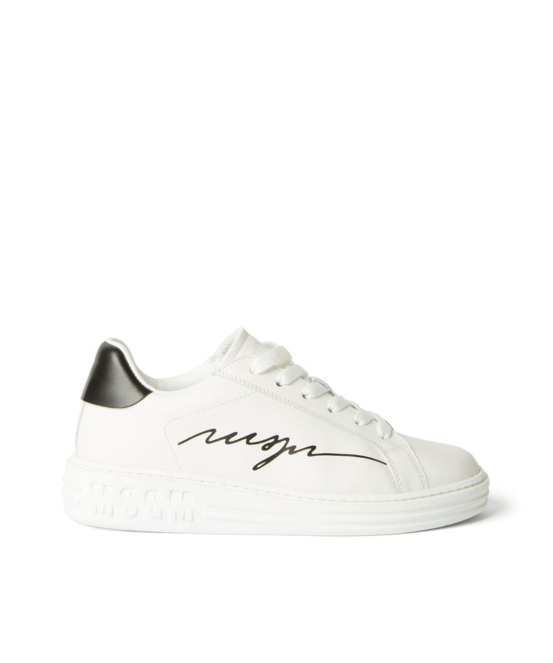 White MSGM Iconic Sneakers With Cursive Logo | USA_MSGM28863