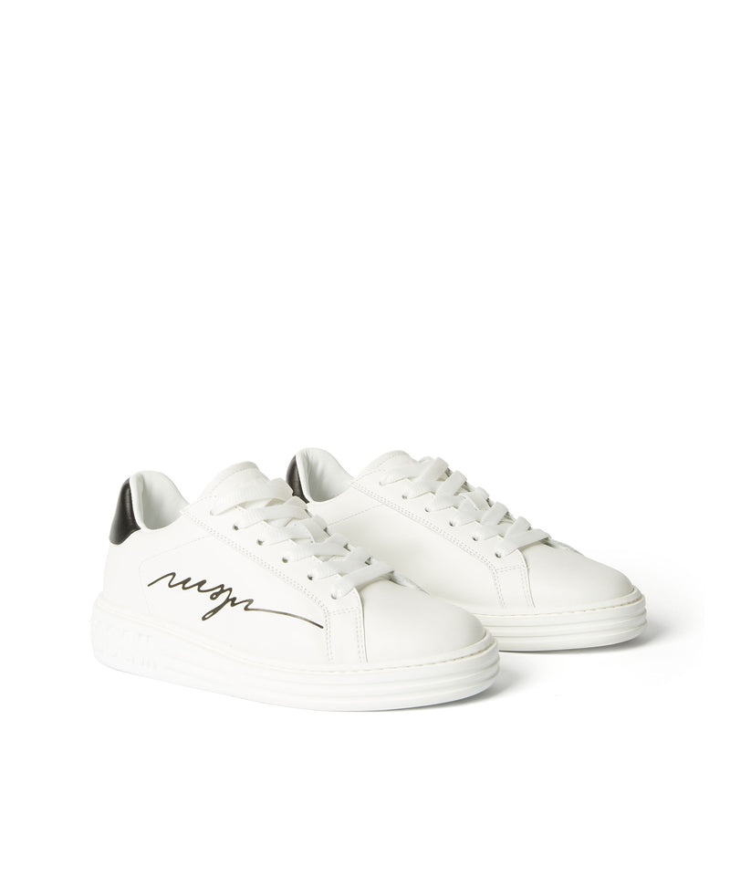 White MSGM Iconic Sneakers With Cursive Logo | USA_MSGM28863