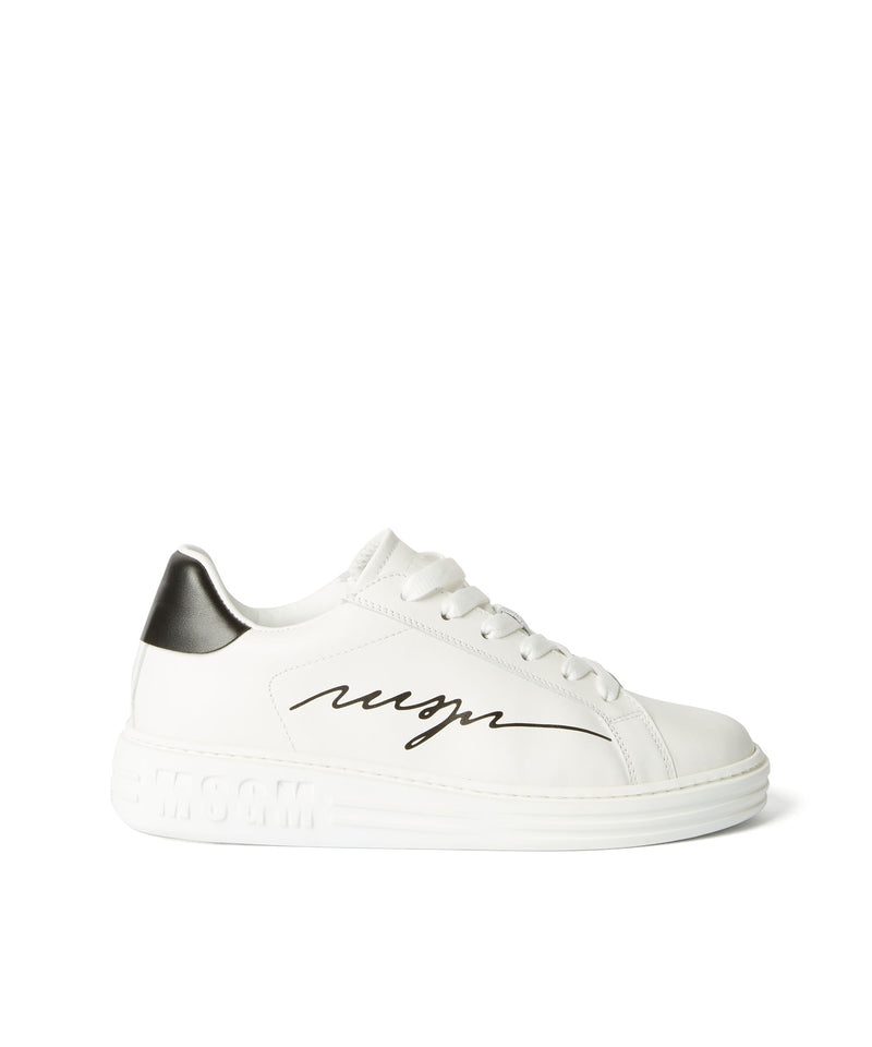 White MSGM Iconic Sneakers With Cursive Logo | USA_MSGM64850