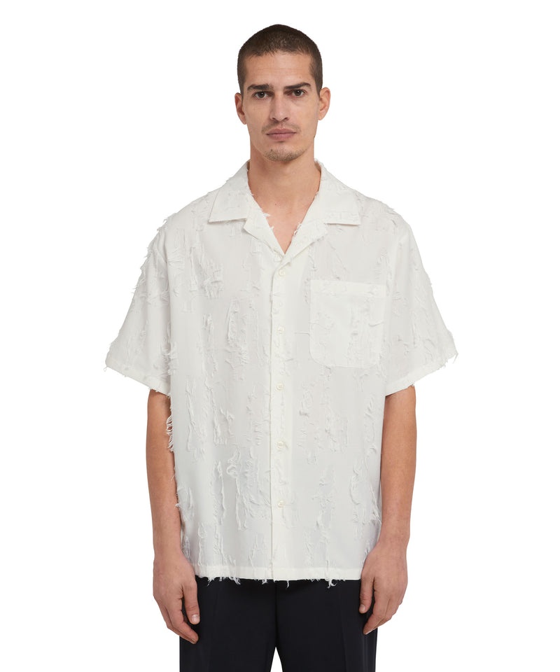 White MSGM Jacquard Fil Coupè Bowling Shirt | USA_MSGM30449