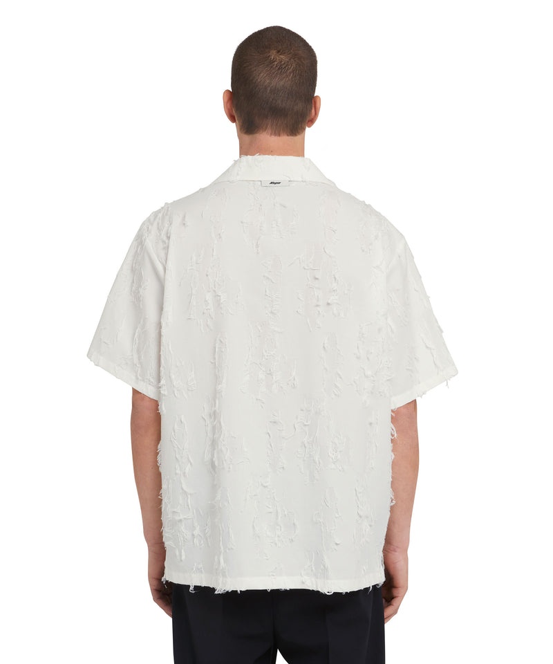 White MSGM Jacquard Fil Coupè Bowling Shirt | USA_MSGM30449