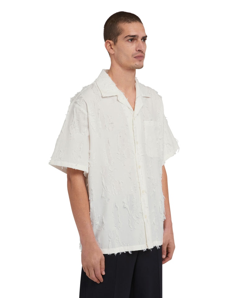 White MSGM Jacquard Fil Coupè Bowling Shirt | USA_MSGM30449