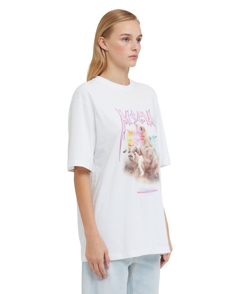 White MSGM Laser Eyed Cat Graphic | USA_MSGM67308