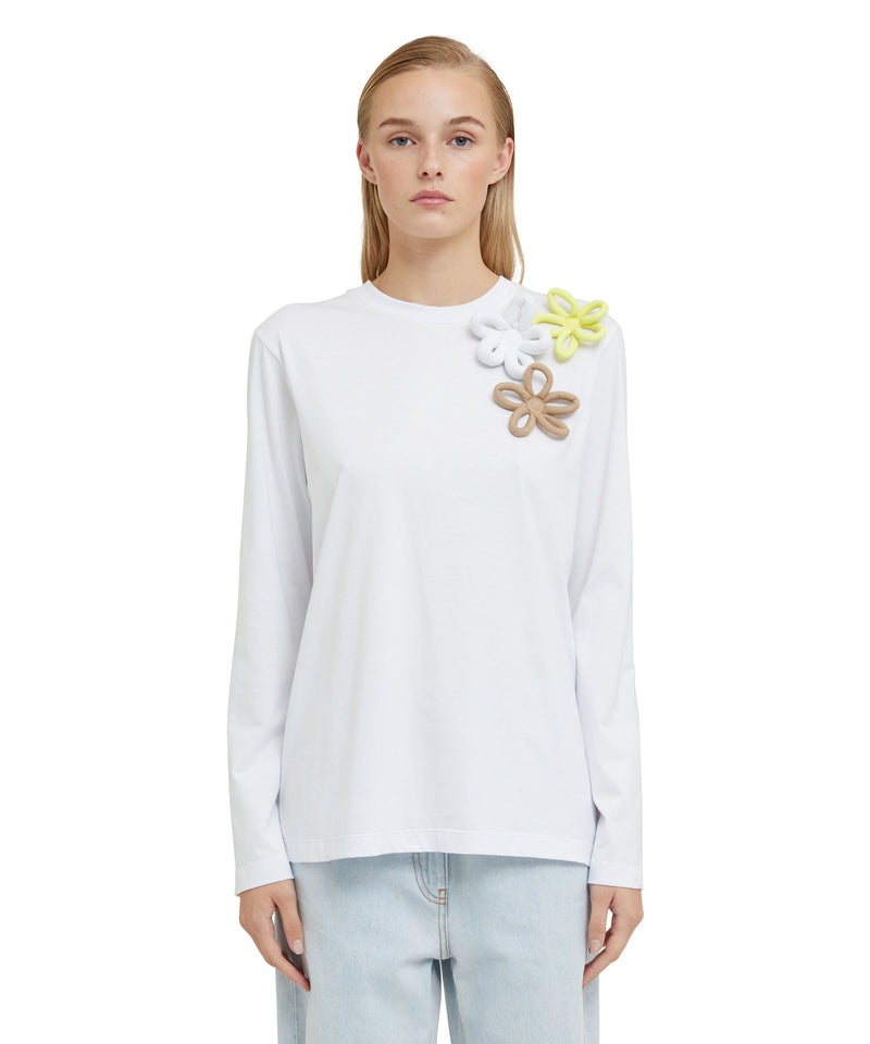 White MSGM Long Sleeve Daisies Application | USA_MSGM83714