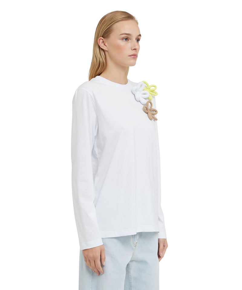 White MSGM Long Sleeve Daisies Application | USA_MSGM83714