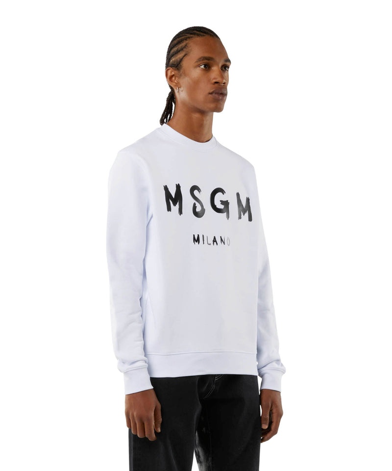 White MSGM Long Sleeved Cotton Sweatshirt | USA_MSGM42666